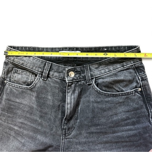 Zara TRF Mid Rise Wide Leg Jeans Black washed US 8 - Picture 7 of 12